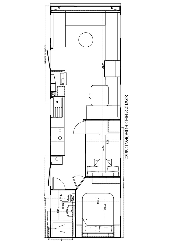 Europa de Luxe 1000 x 310, 2 slaapkamers