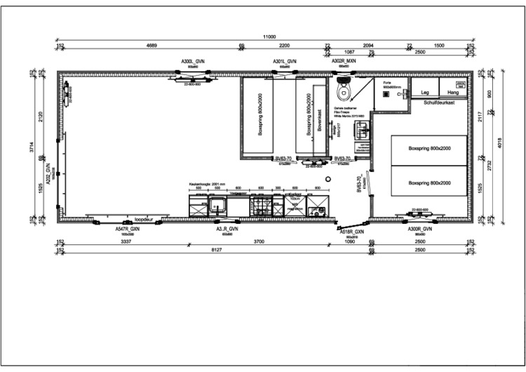 AMS Comfort Lessenaar 1100 x 400, 2 slaapkamers