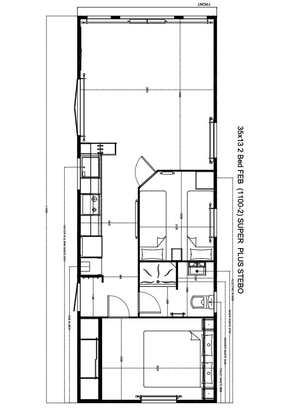 Stebo Chalet 1100x400 FEB, 2 slaapkamers
