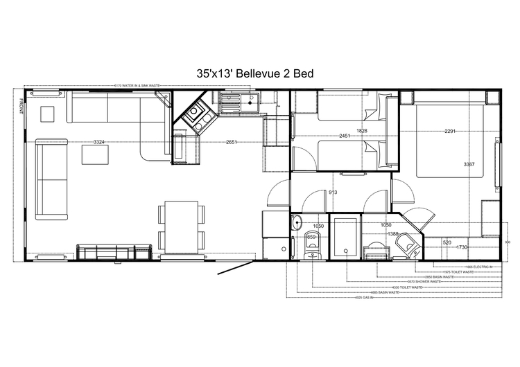 Bellevue 1100 x 400, 2 slaapkamers