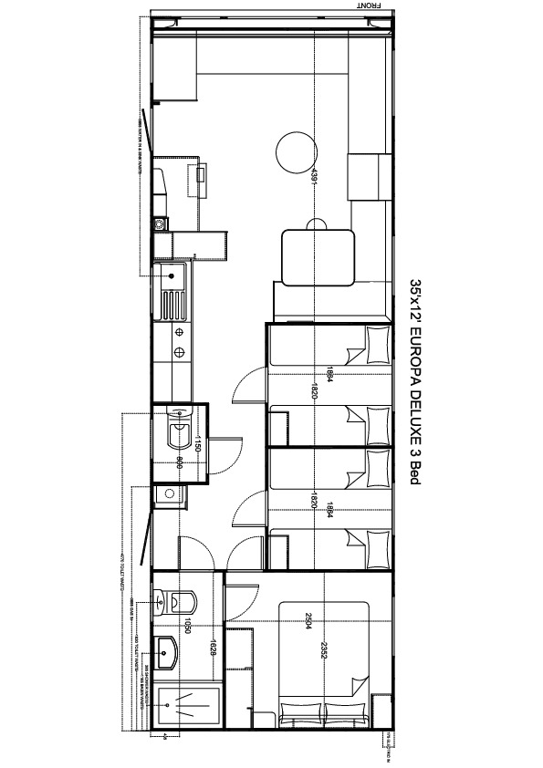 Europa de Luxe 1100 x 370, 3 slaapkamers