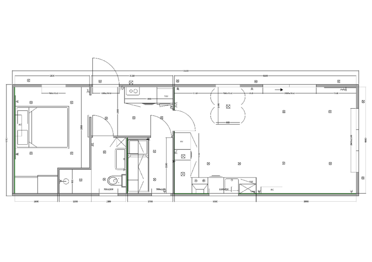 AMS Lessenaar 1300 x 420, 2 slaapkamers