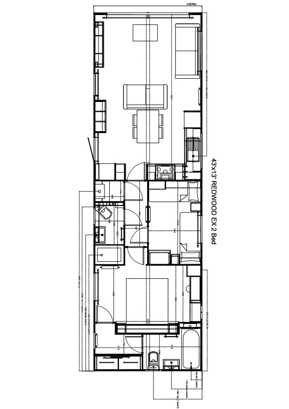 Redwood 1300 x 400, 2 slaapkamers