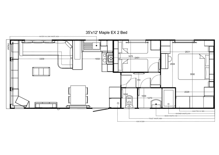 Maple 1100 x 370, 2 slaapkamers
