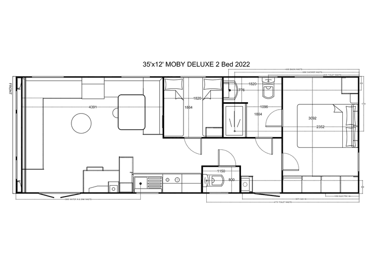Moby de Luxe 1100 x 370, 2 slaapkamers