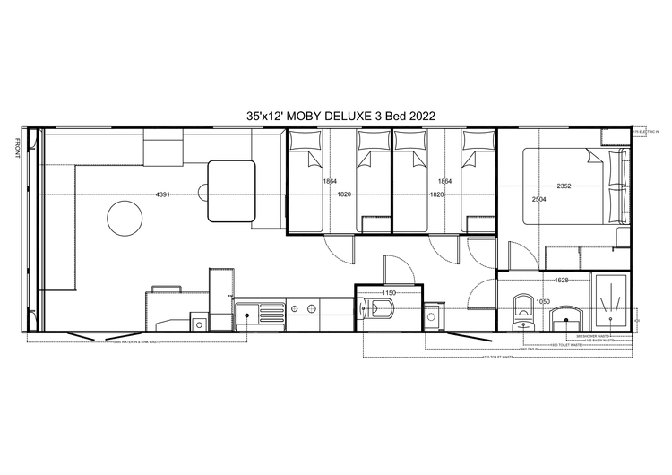 Moby de Luxe 1100 x 370, 3 slaapkamers