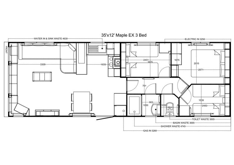 Maple 1100 x 370, 3 slaapkamers